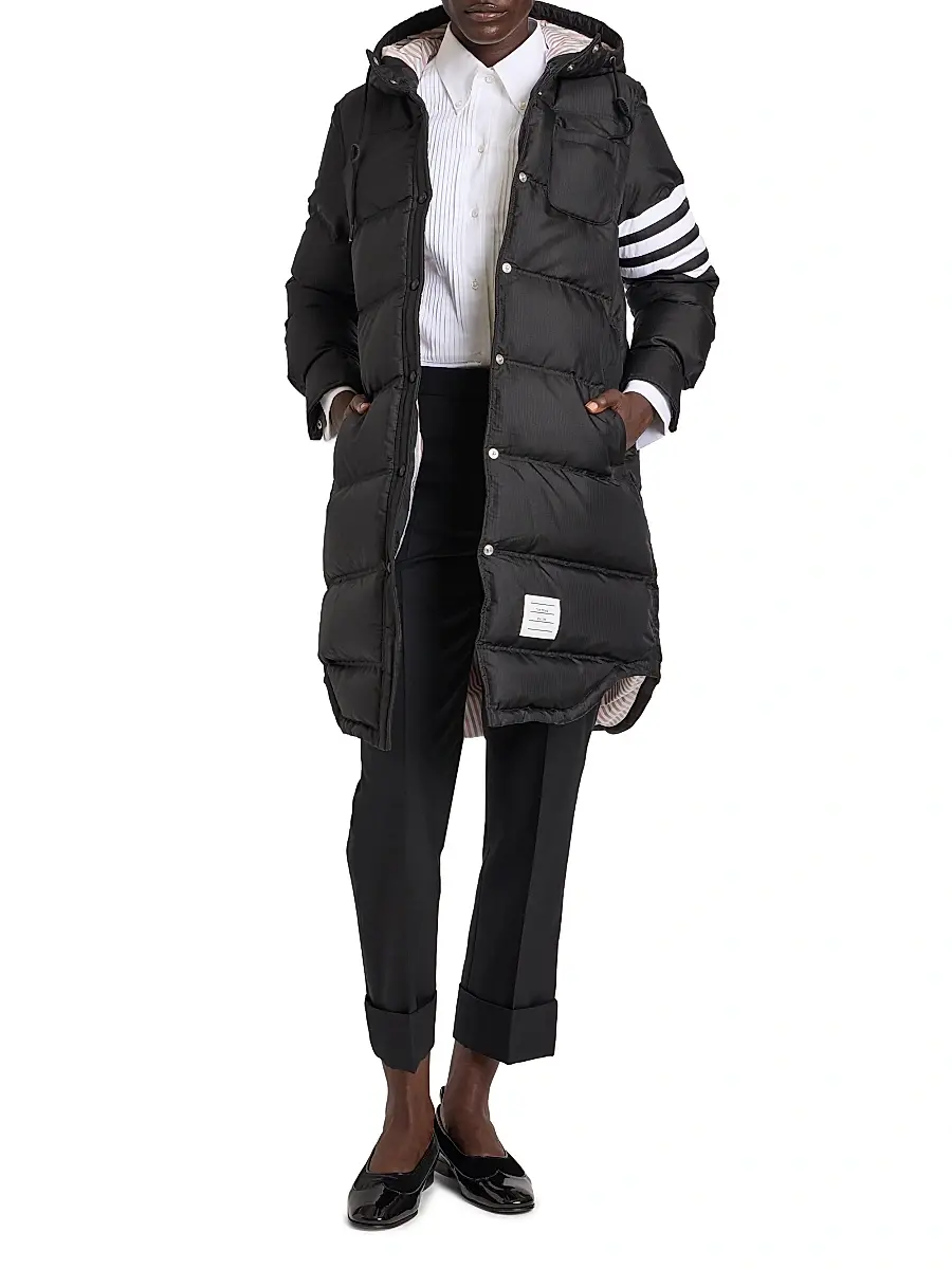 Thom Browne Women's Four-Stripe Hooded Down Coat | Thumbnail 2