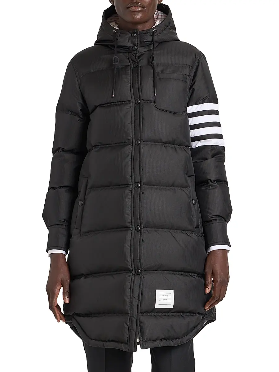 Thom Browne Women's Four-Stripe Hooded Down Coat | Thumbnail 3