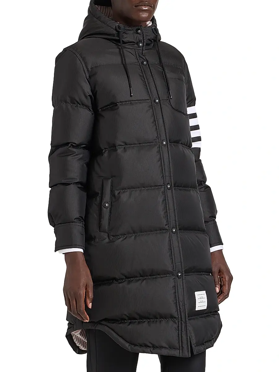 Thom Browne Women's Four-Stripe Hooded Down Coat | Thumbnail 4