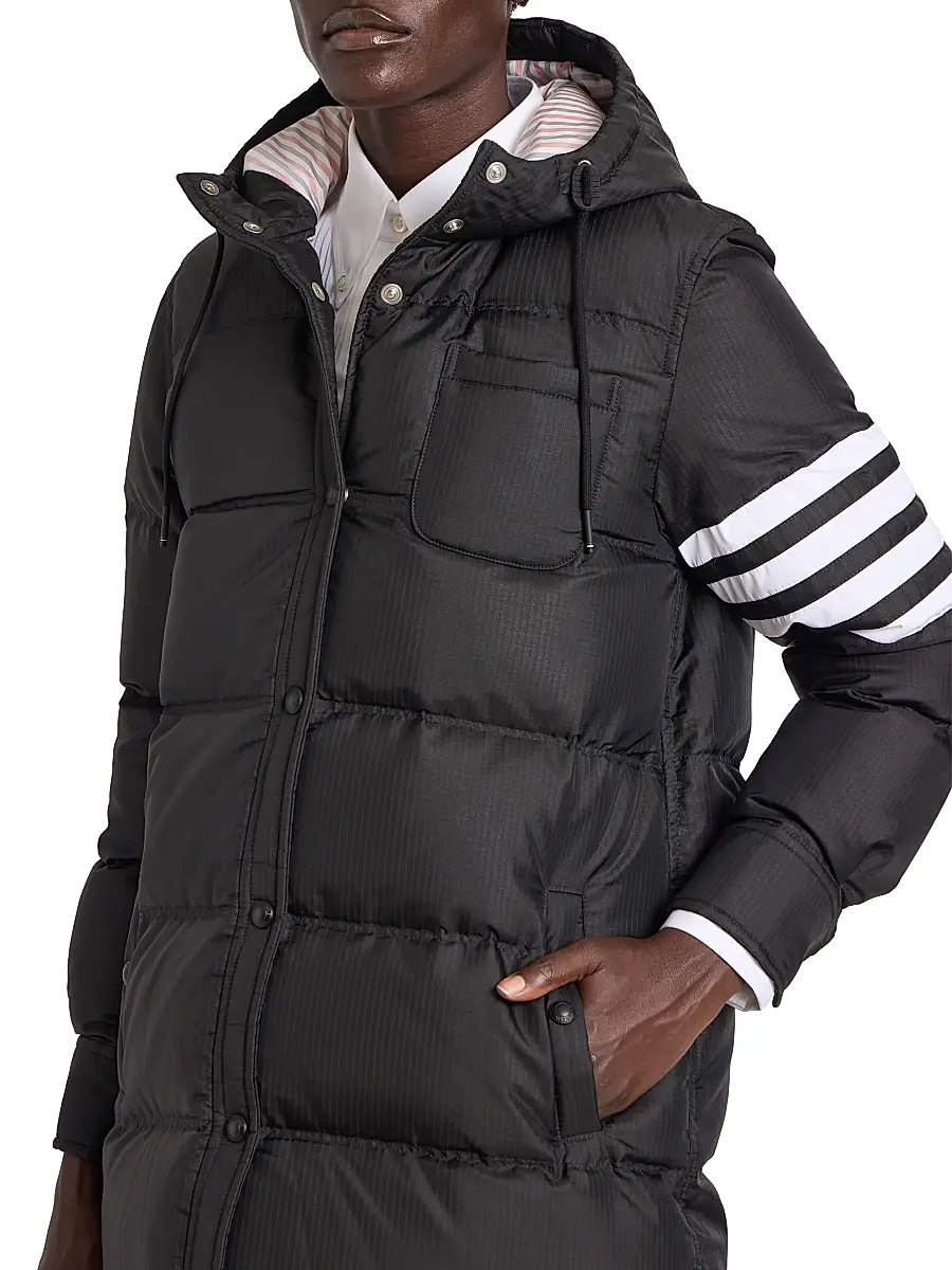Thom Browne Women's Four-Stripe Hooded Down Coat | Thumbnail 6