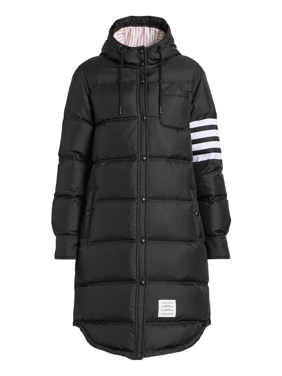 Women's Four-Stripe Hooded Down Coat Women's Four-Stripe Hooded Down Coat