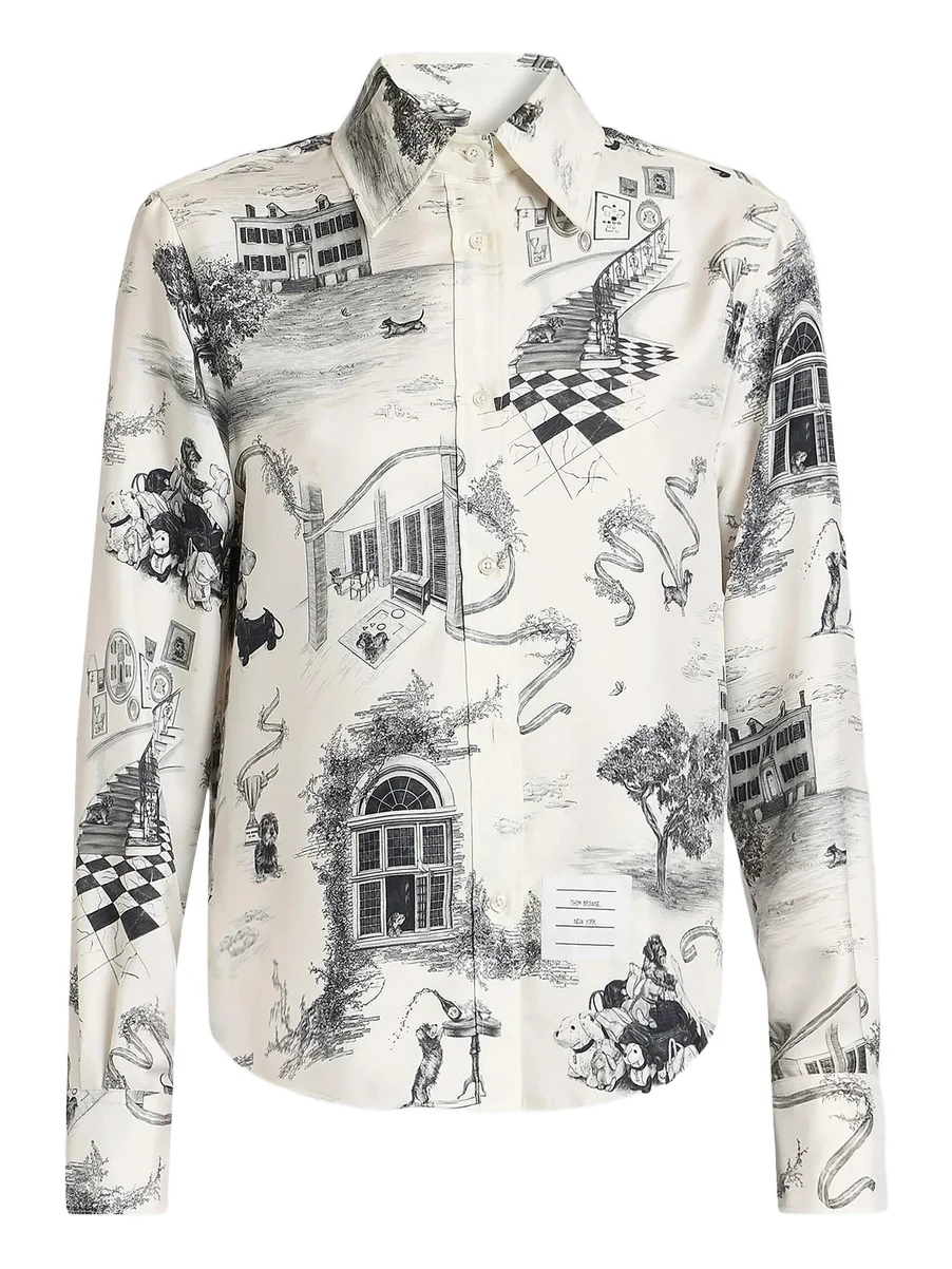 Thom Browne Women's Hector Toile Silk Twill Easy-Fit Shirt