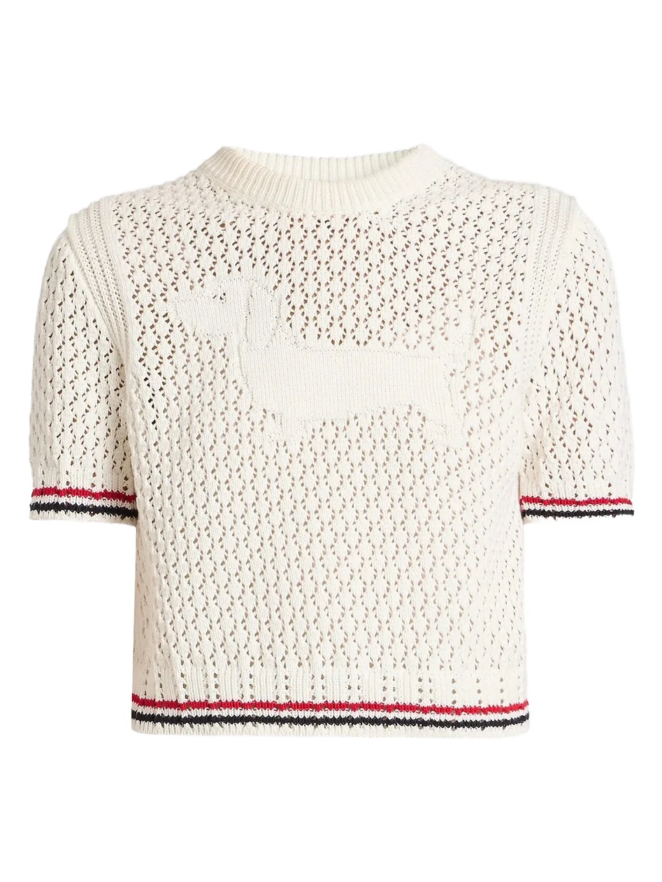 Thom Browne Women's Hector Pointelle-Knit Cotton T-Shirt