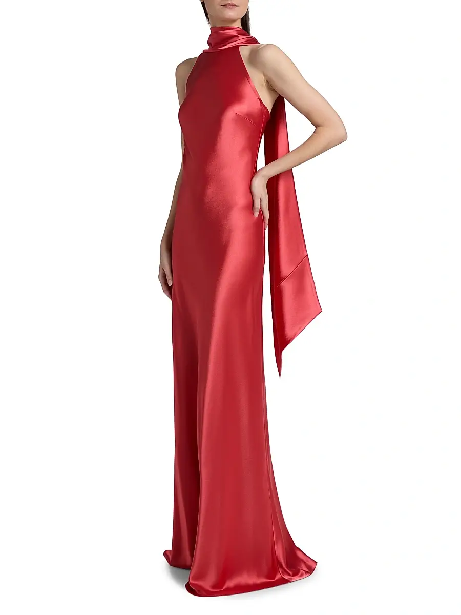 Talbot Runhof Women's Paneled Satin Gown | Thumbnail 4 Talbot Runhof Women's Paneled Satin Gown | Thumbnail 4