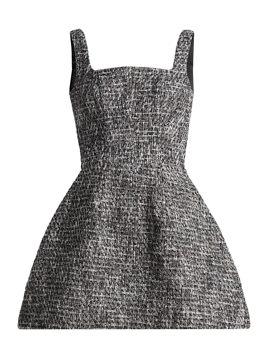 Mariandree Gaitan Women's Frida Tweed Fit-&-Flare Minidress - Marble Gray - Size Medium | Image 1 Mariandree Gaitan Women's Frida Tweed Fit-&-Flare Minidress - Marble Gray - Size Medium | Image 1