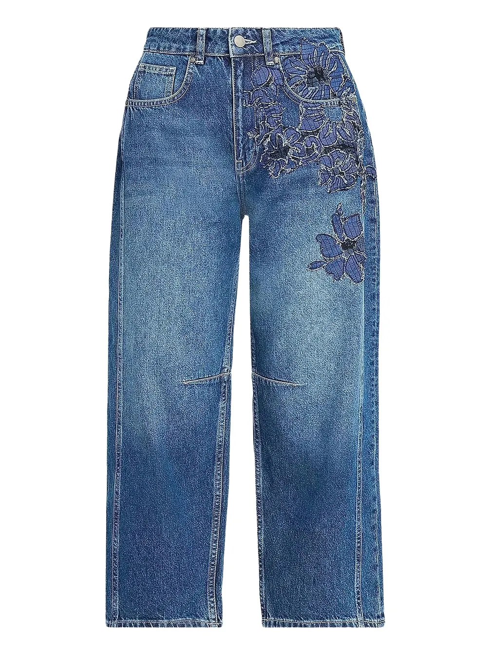 JBQ Women's Archie Floral Straight-Leg Crop Jeans
