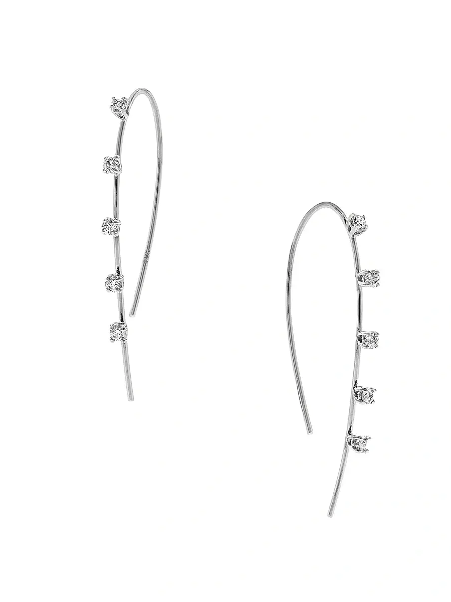 Lana Women's 14K White Gold & 0.22 TCW Diamond Hoop Earrings - White Gold | Thumbnail 3 Lana Women's 14K White Gold & 0.22 TCW Diamond Hoop Earrings - White Gold | Thumbnail 3