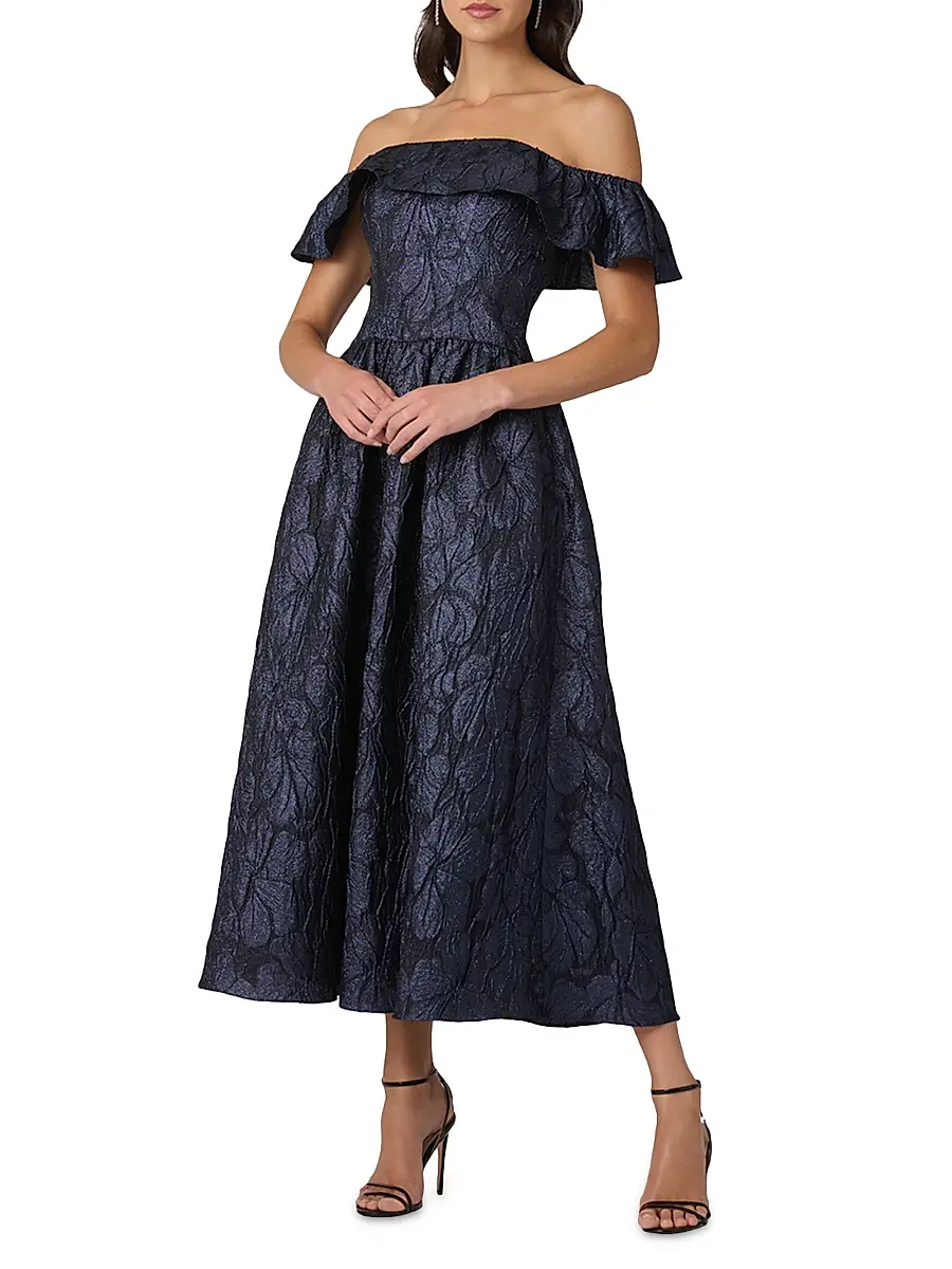 Shoshanna Women's Solana Metallic Jacquard Cocktail Dress | Thumbnail 2 Shoshanna Women's Solana Metallic Jacquard Cocktail Dress | Thumbnail 2