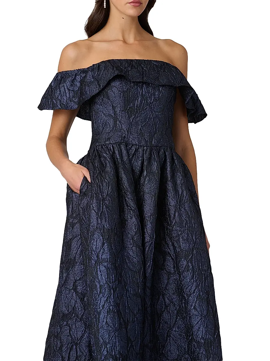 Shoshanna Women's Solana Metallic Jacquard Cocktail Dress | Thumbnail 4 Shoshanna Women's Solana Metallic Jacquard Cocktail Dress | Thumbnail 4