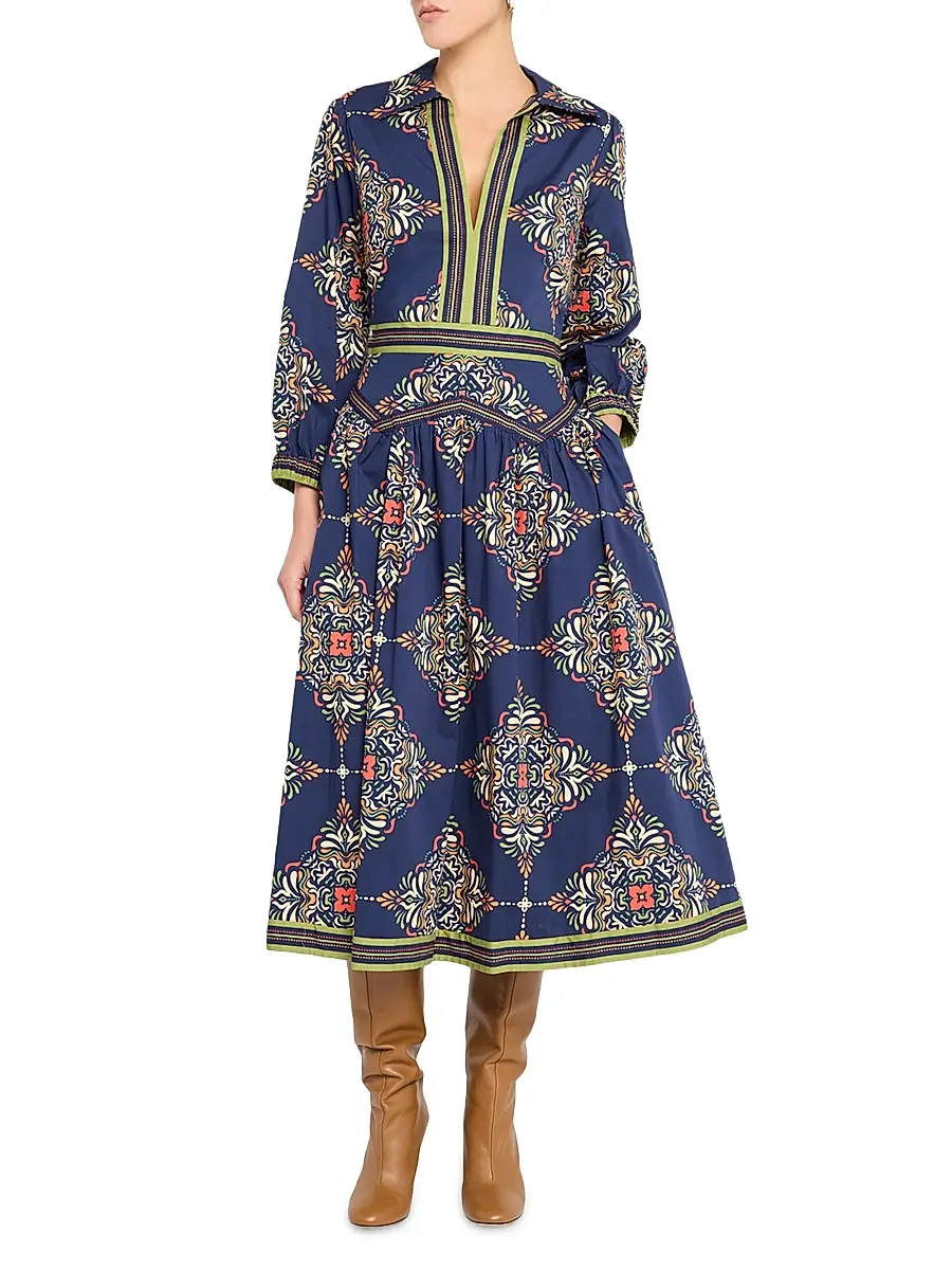 Shoshanna Women's Lola Medallion-Print Midi-Shirtdress | Thumbnail 2 Shoshanna Women's Lola Medallion-Print Midi-Shirtdress | Thumbnail 2