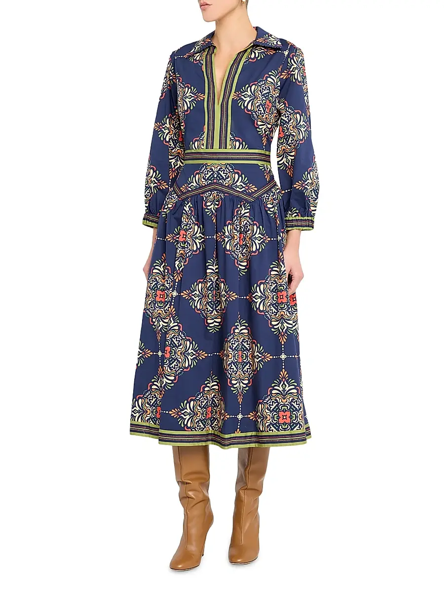 Shoshanna Women's Lola Medallion-Print Midi-Shirtdress | Thumbnail 3 Shoshanna Women's Lola Medallion-Print Midi-Shirtdress | Thumbnail 3