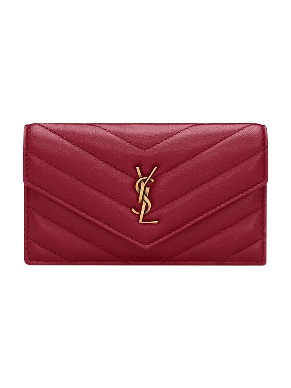 Women's Cassandre Fragments Flap Card Case in Lambskin Leather - Deeply Red Women's Cassandre Fragments Flap Card Case in Lambskin Leather - Deeply Red