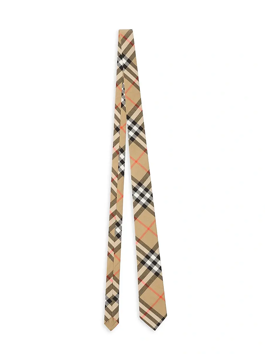 Burberry Boy's Cotton Check Tie - Sand | Image 1 Burberry Boy's Cotton Check Tie - Sand | Image 1