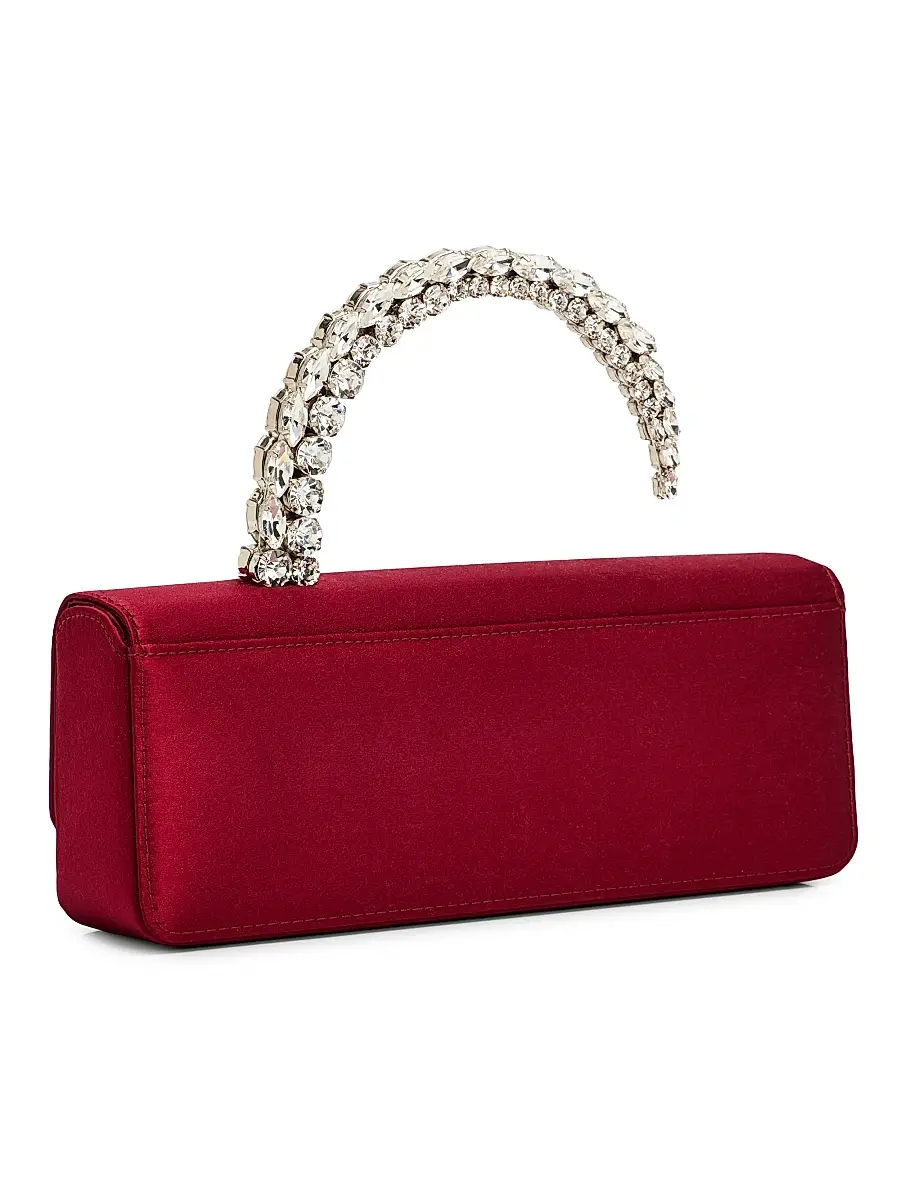 L'Alingi Women's Malika Stone-Handle Satin Clutch - Burgundy | Thumbnail 3