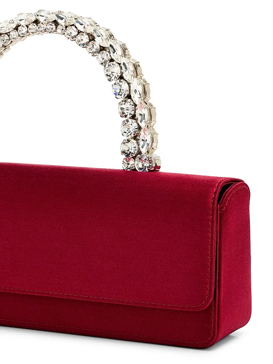 L'Alingi Women's Malika Stone-Handle Satin Clutch - Burgundy | Thumbnail 5