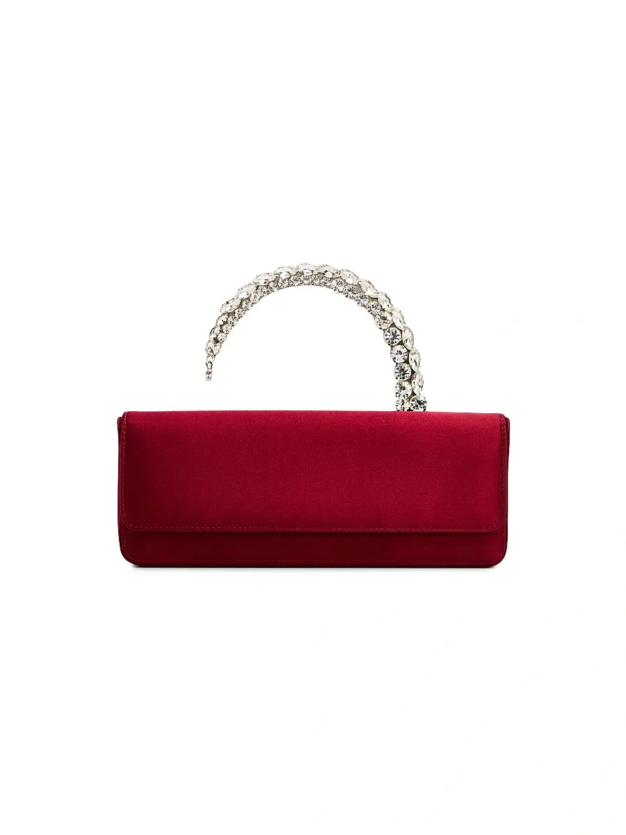 L'Alingi Women's Malika Stone-Handle Satin Clutch - Burgundy | Image 1 L'Alingi Women's Malika Stone-Handle Satin Clutch - Burgundy | Image 1