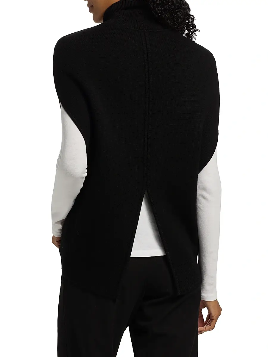 Toteme Women's Crossover Double-Knit Wool Turtleneck Sweater - Black | Thumbnail 5 Toteme Women's Crossover Double-Knit Wool Turtleneck Sweater - Black | Thumbnail 5