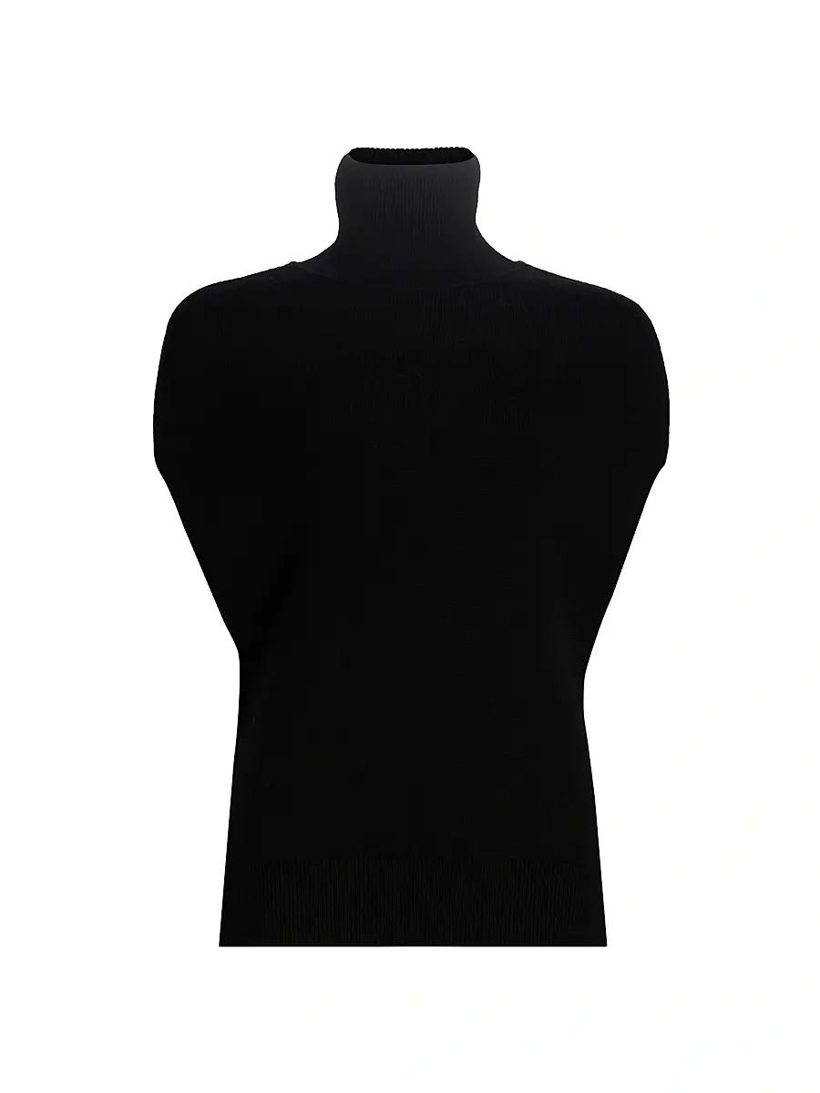 Toteme Women's Crossover Double-Knit Wool Turtleneck Sweater - Black | Image 1 Toteme Women's Crossover Double-Knit Wool Turtleneck Sweater - Black | Image 1