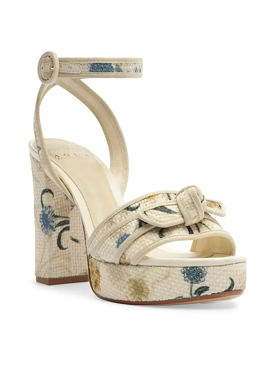 Alexandre Birman Women's Grosgrain Raffia Platform 120MM Floral Sandals | Thumbnail 2 Alexandre Birman Women's Grosgrain Raffia Platform 120MM Floral Sandals | Thumbnail 2