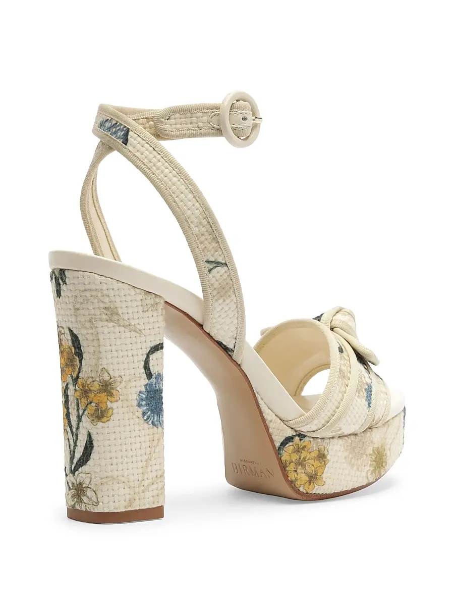 Alexandre Birman Women's Grosgrain Raffia Platform 120MM Floral Sandals | Thumbnail 3 Alexandre Birman Women's Grosgrain Raffia Platform 120MM Floral Sandals | Thumbnail 3