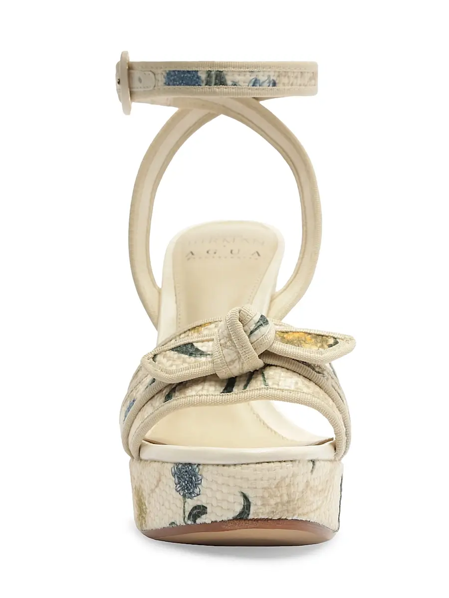 Alexandre Birman Women's Grosgrain Raffia Platform 120MM Floral Sandals | Thumbnail 4 Alexandre Birman Women's Grosgrain Raffia Platform 120MM Floral Sandals | Thumbnail 4