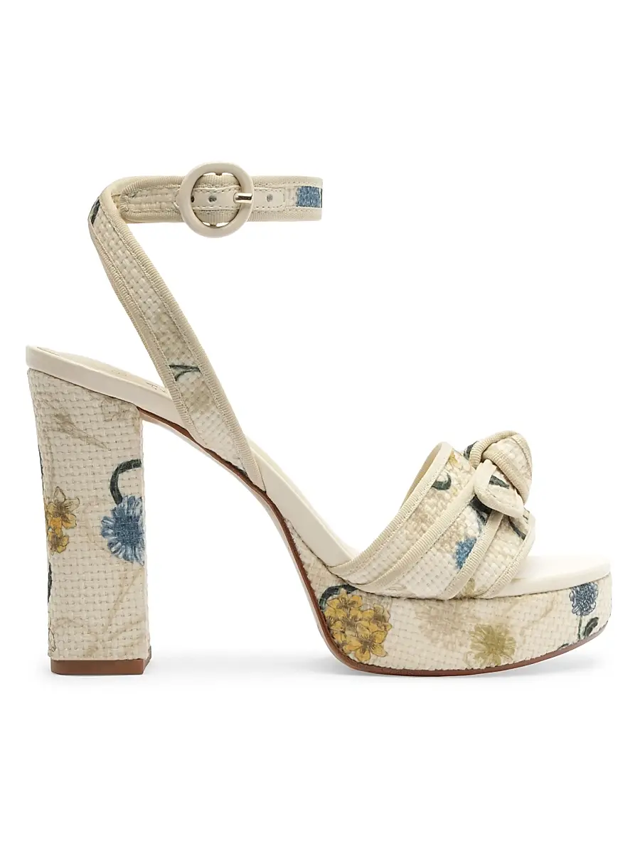 Alexandre Birman Women's Grosgrain Raffia Platform 120MM Floral Sandals