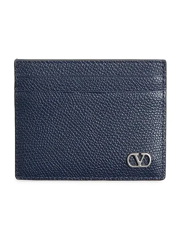 Valentino Men's VLogo Signature Cardholder in Grainy Calfskin - Marine