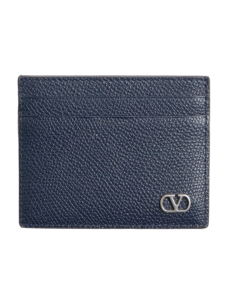 Men's VLogo Signature Cardholder in Grainy Calfskin - Marine