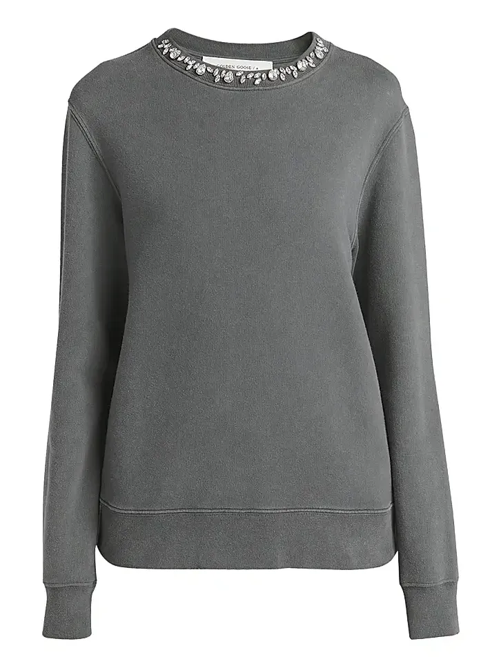 Golden Goose Women's Crystal-Embellished Distressed Crewneck Sweatshirt