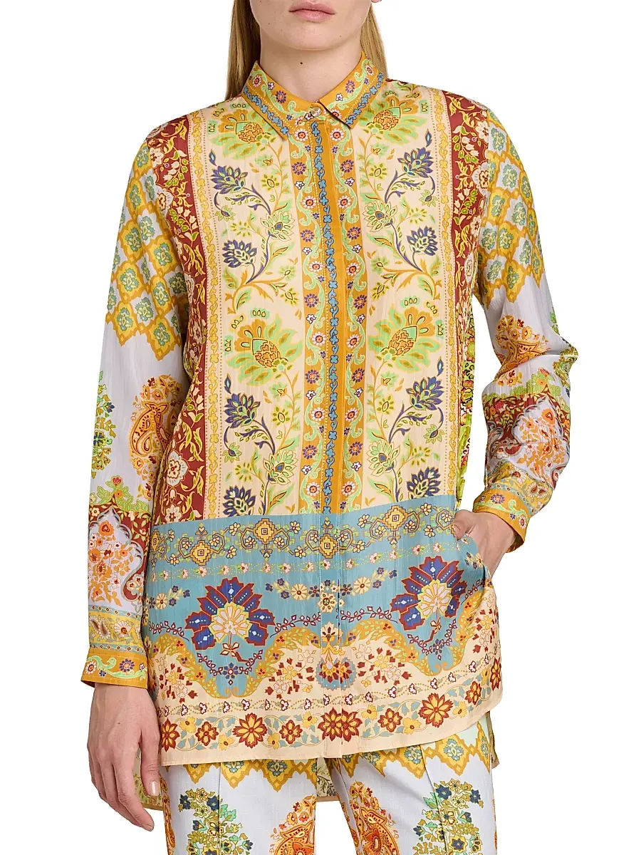 Etro Women's Floral Silk Tunic Shirt | Thumbnail 3 Etro Women's Floral Silk Tunic Shirt | Thumbnail 3