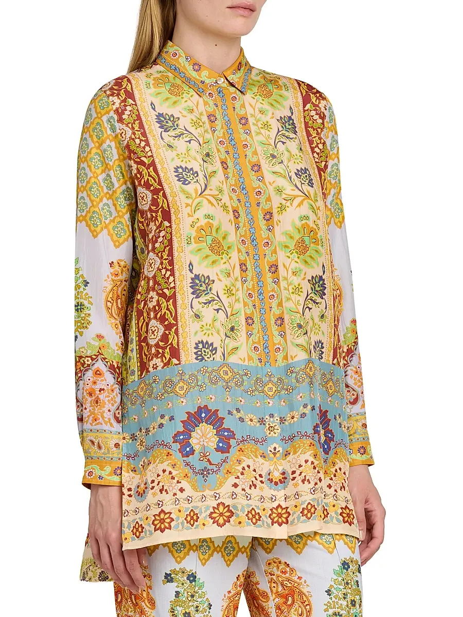 Etro Women's Floral Silk Tunic Shirt | Thumbnail 4 Etro Women's Floral Silk Tunic Shirt | Thumbnail 4