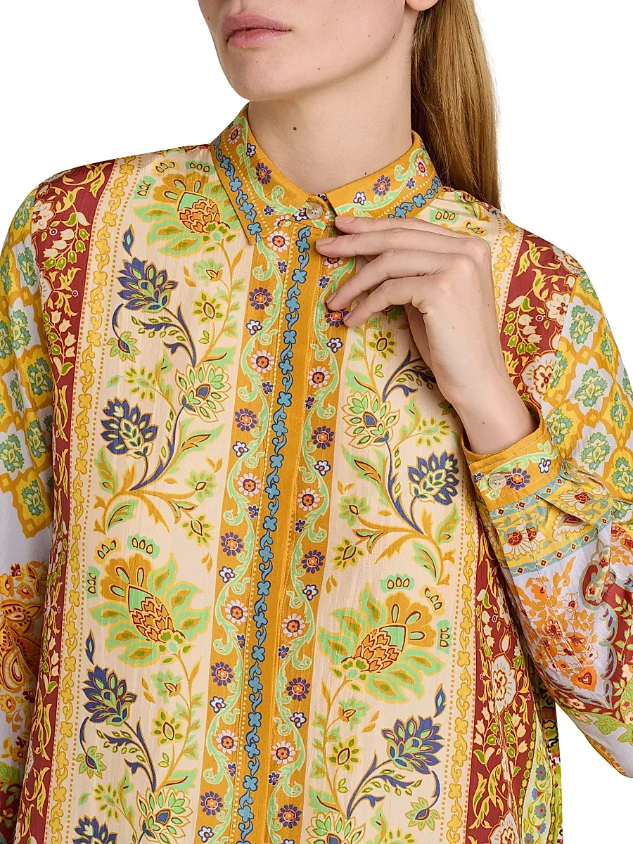 Etro Women's Floral Silk Tunic Shirt | Thumbnail 6 Etro Women's Floral Silk Tunic Shirt | Thumbnail 6
