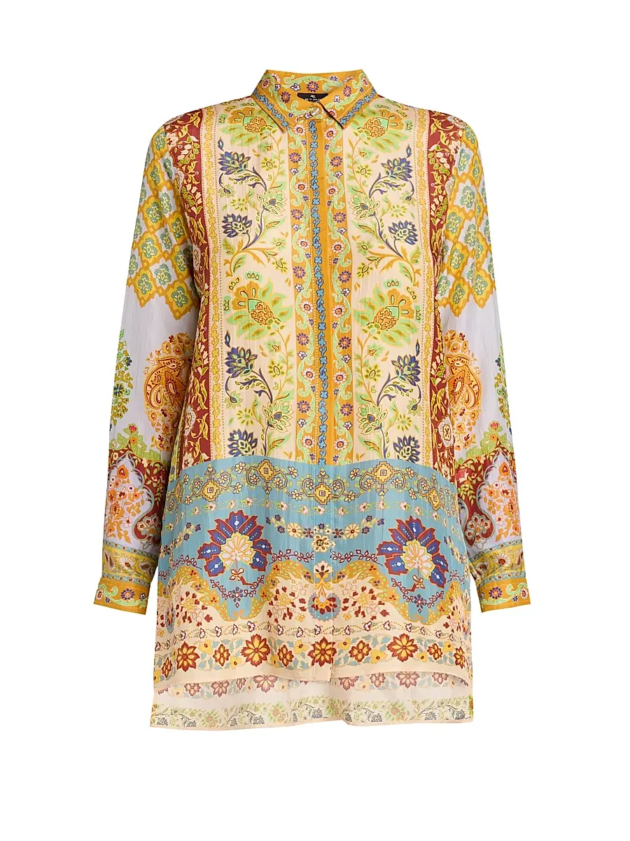 Etro Women's Floral Silk Tunic Shirt