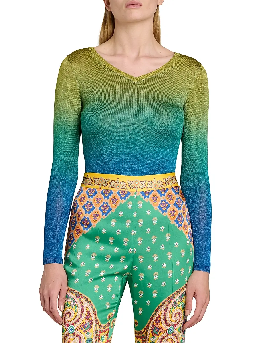Etro Women's Gradient Metallic Knit Sweater | Thumbnail 3 Etro Women's Gradient Metallic Knit Sweater | Thumbnail 3