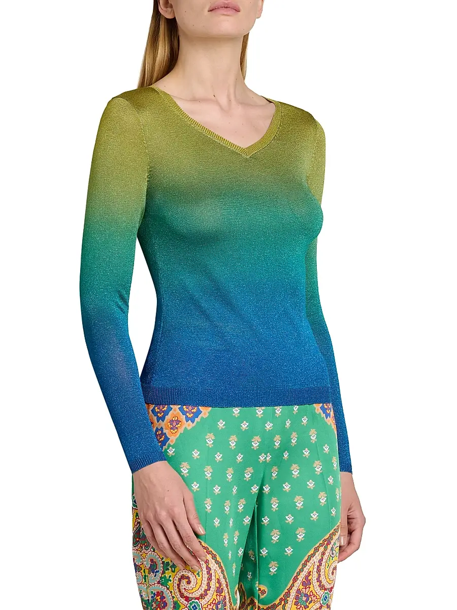 Etro Women's Gradient Metallic Knit Sweater | Thumbnail 4 Etro Women's Gradient Metallic Knit Sweater | Thumbnail 4