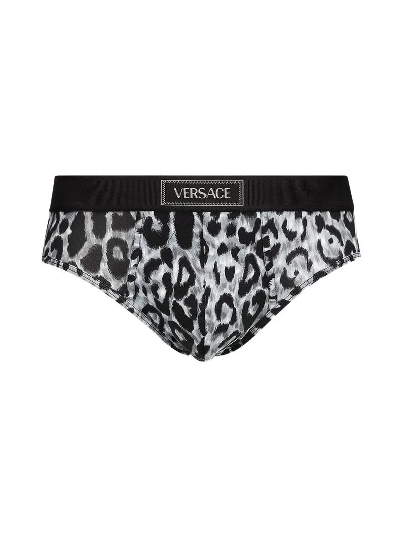 Versace Jeans Couture Men's Leopard-Print Stretch Cotton Briefs