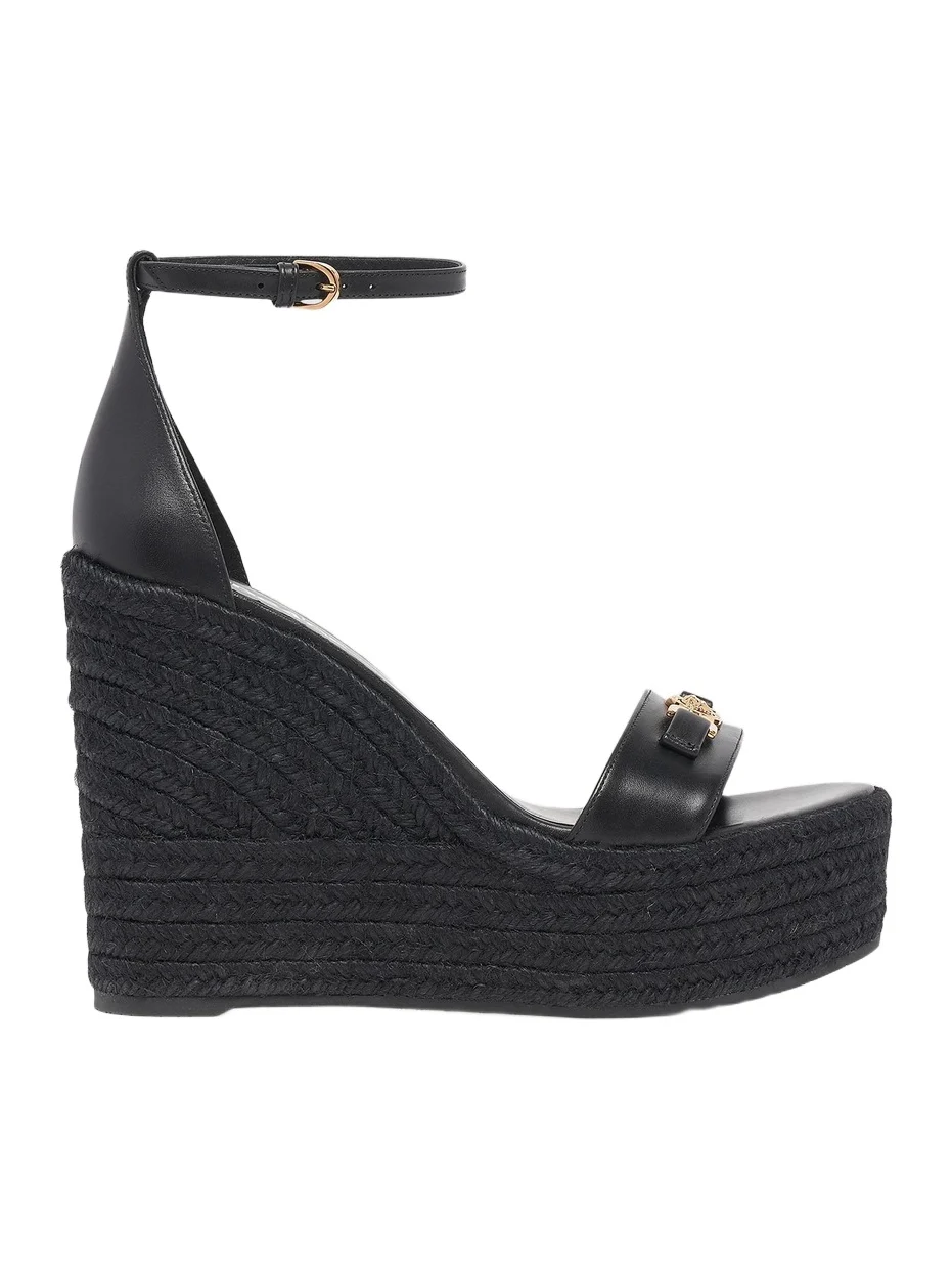 Versace Women's Medusa 120MM Leather Espadrille Sandals - Black Gold