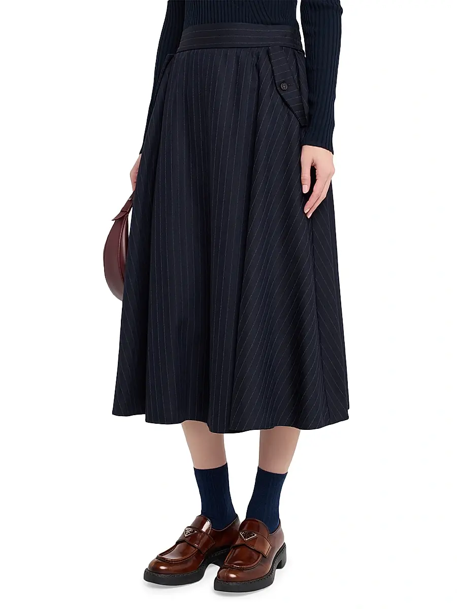 Golden Goose Women's Journey Pinstriped Wool Skirt | Thumbnail 3