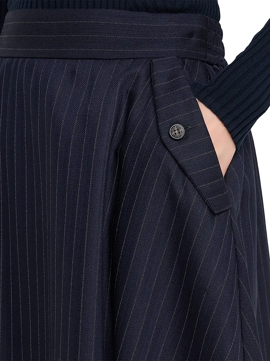 Golden Goose Women's Journey Pinstriped Wool Skirt | Thumbnail 5