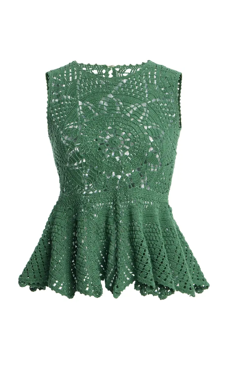 Ulla Johnson Cora Hand-Crocheted Cotton Peplum Top | Image 1 Ulla Johnson Cora Hand-Crocheted Cotton Peplum Top | Image 1