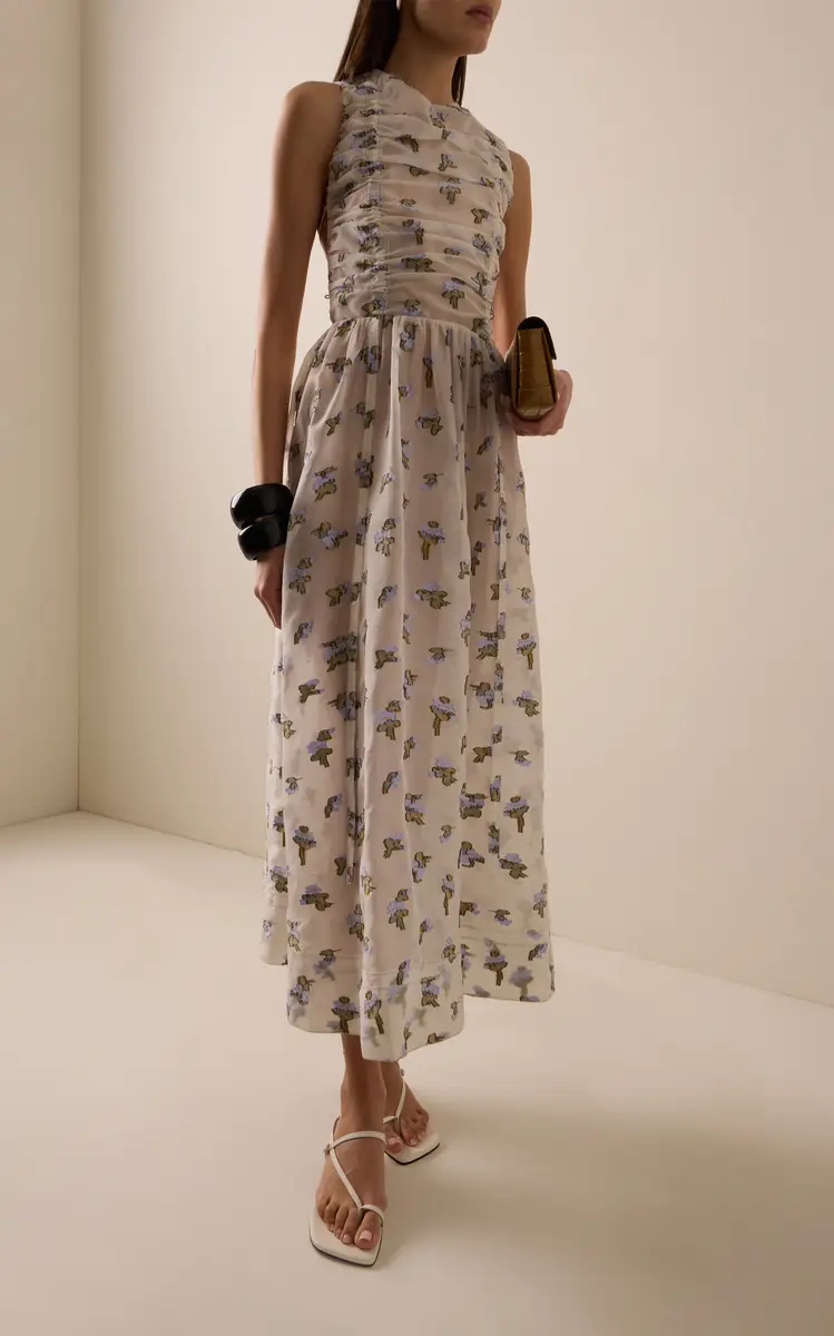 Ulla Johnson Fleurine Fil Coupe Organza Backless Midi Dress | Thumbnail 2 Ulla Johnson Fleurine Fil Coupe Organza Backless Midi Dress | Thumbnail 2
