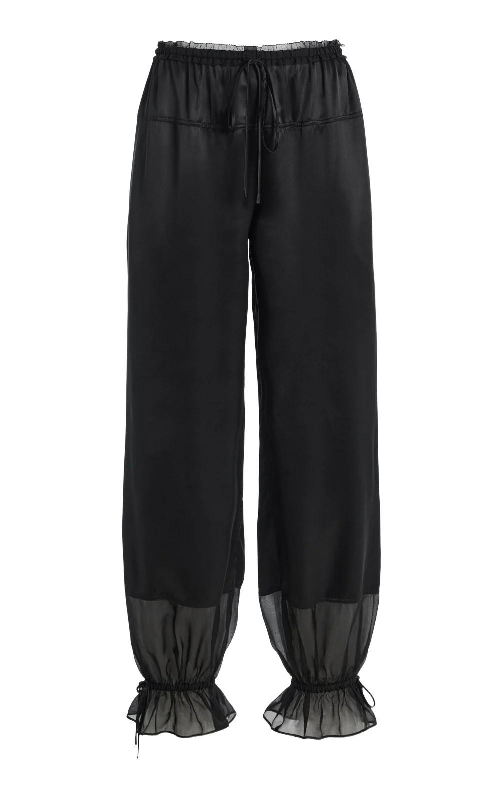 Camile Chiffon-Trimmed Satin Pants