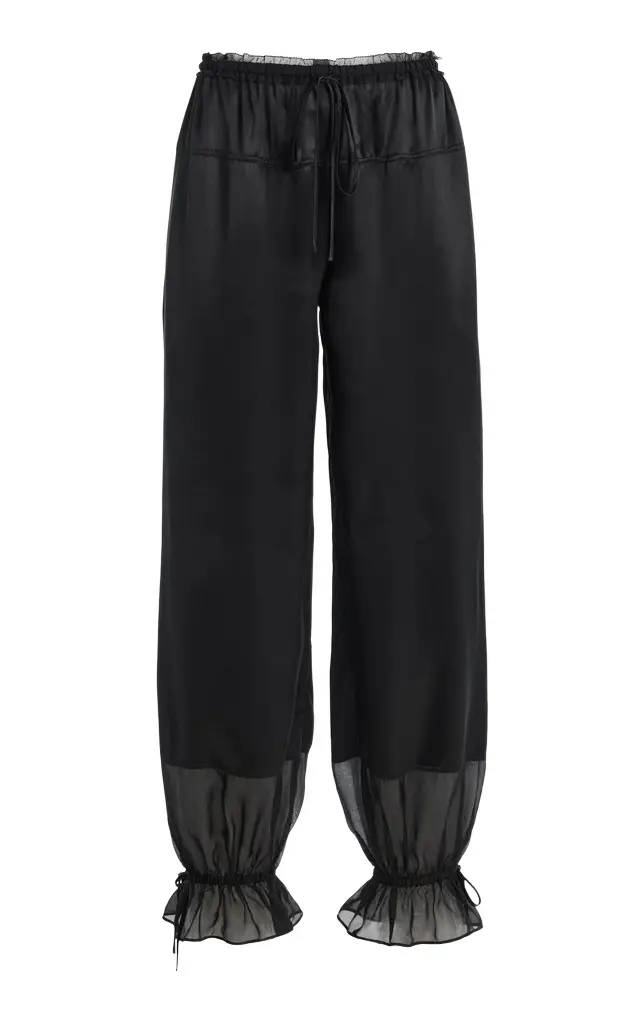 Ulla Johnson Camile Chiffon-Trimmed Satin Pants