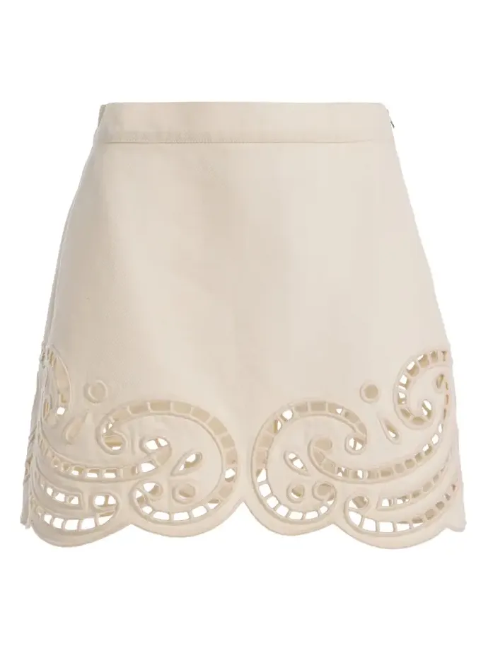 Ulla Johnson The Cadiz Eyelet Denim Skirt