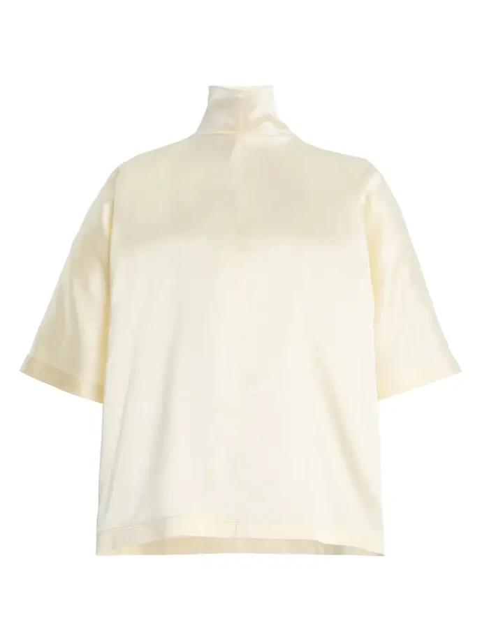The Ellis Mock neck Stretch-Silk Top