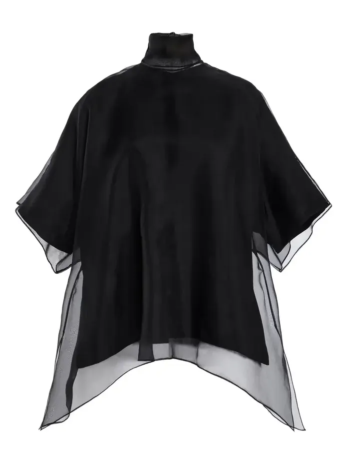The Cali Tie-Neck Silk-Organza Blouse The Cali Tie-Neck Silk-Organza Blouse