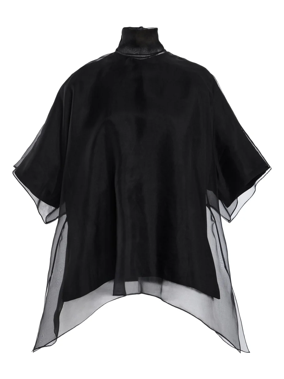 The Cali Tie-Neck Silk-Organza Blouse