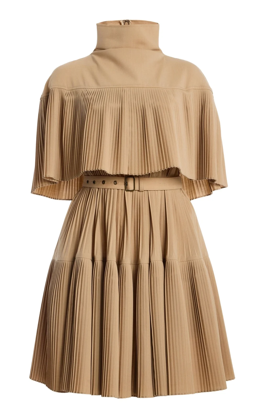 Lucille Pleated Wool Mini Dress