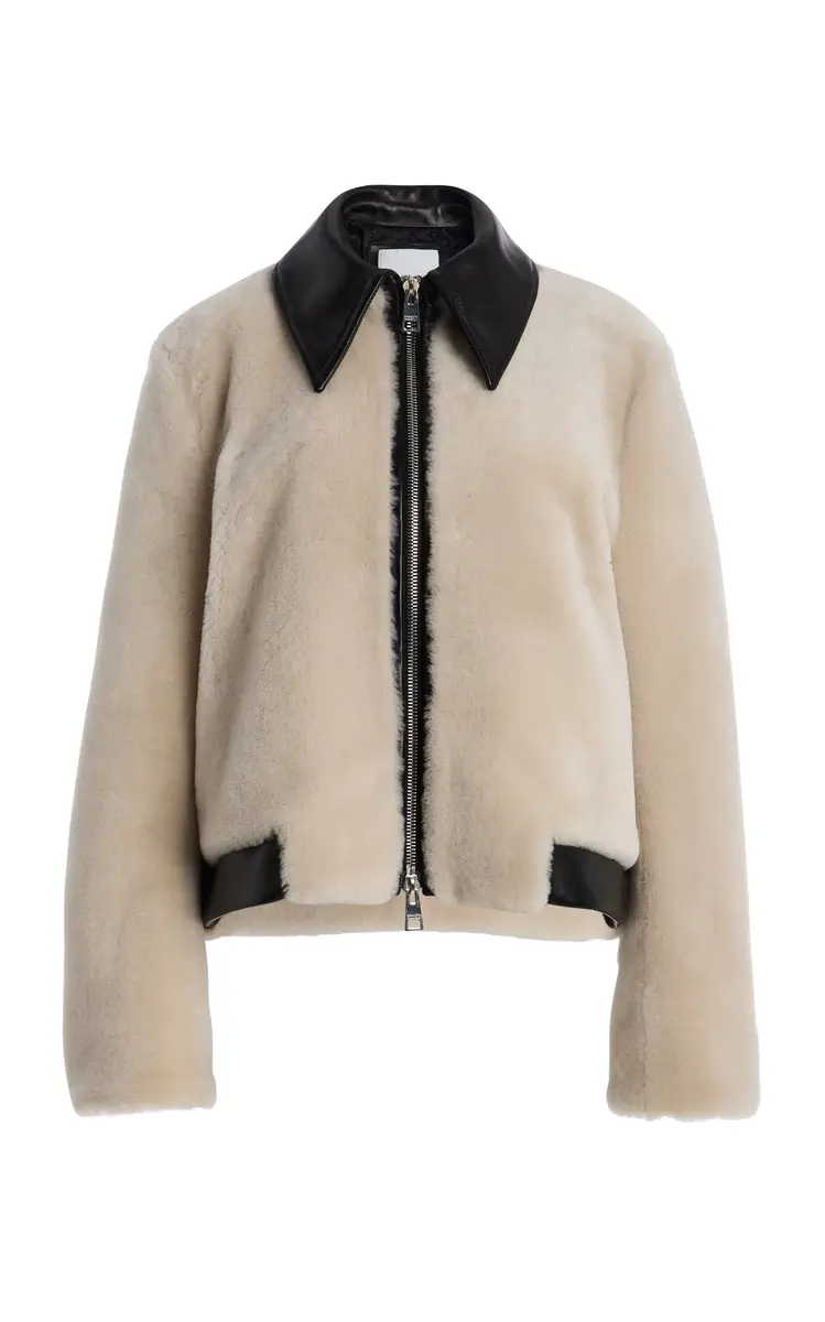 Brandon Maxwell The Whitaker Leather-Detailed Shearling Jacket | Thumbnail 2 Brandon Maxwell The Whitaker Leather-Detailed Shearling Jacket | Thumbnail 2