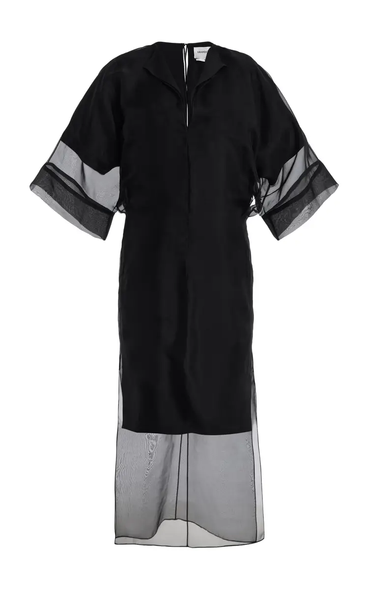 Brandon Maxwell The Zuri Blouson Silk Midi Dress